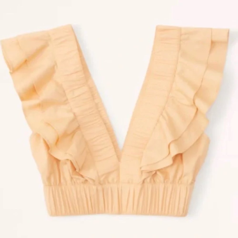 Abercrombie & Fitch Drama Collar Ruffle Poplin Top